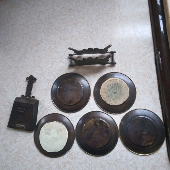 Coaster Set, Vintage, Metal (Copper/Brass?)with Matching Holder and Shovel - Picture 8 of 9